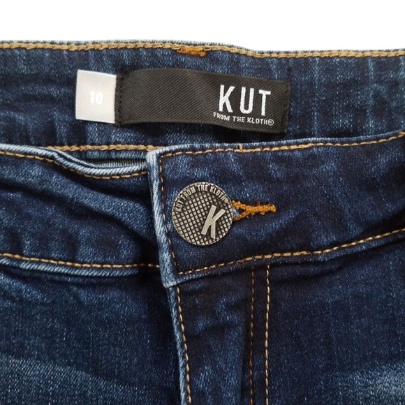 Kut from the Kloth Frayed Hem Bermuda Jean Shorts Size 10 - Picture 6 of 14